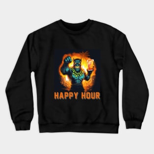 Tiki Happy Hour Design, with Orange Lettering Crewneck Sweatshirt